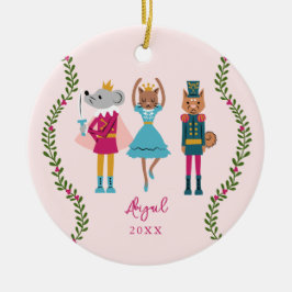 Pink Nutcracker Ballet Animal Girls Keramik Ornament