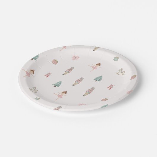 Pink Nutcracker Ballet Baby Shower Paper Plates Pappteller (Schrägansicht)