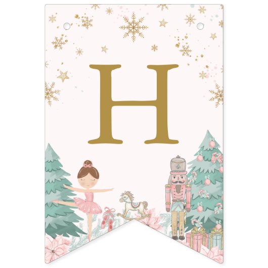 Pink Nutcracker Ballet Birthday Bunting Flags Wimpelkette (Zweite Fahne)