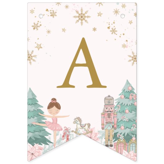 Pink Nutcracker Ballet Birthday Bunting Flags Wimpelkette (Dritte Fahne)