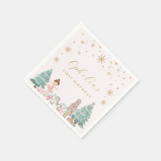 Pink Nutcracker Ballet Birthday Napkins Serviette (Ecke)