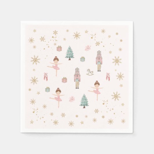 Pink Nutcracker Ballet Birthday Paper Napkins Serviette (Vorderseite)