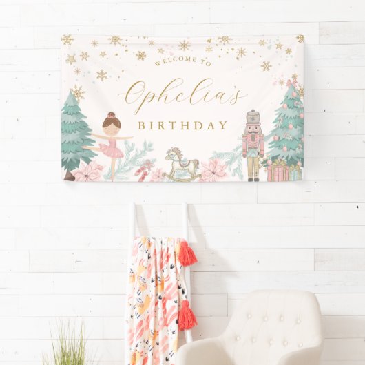 Pink Nutcracker Ballet Birthday Welcome Banner (Insitu)