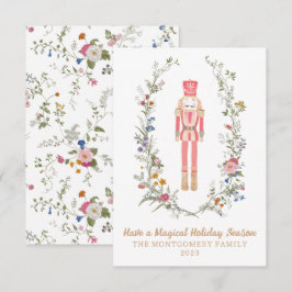 Pink Nutcracker Ballet Blumen Weihnachtskarte Dankeskarte