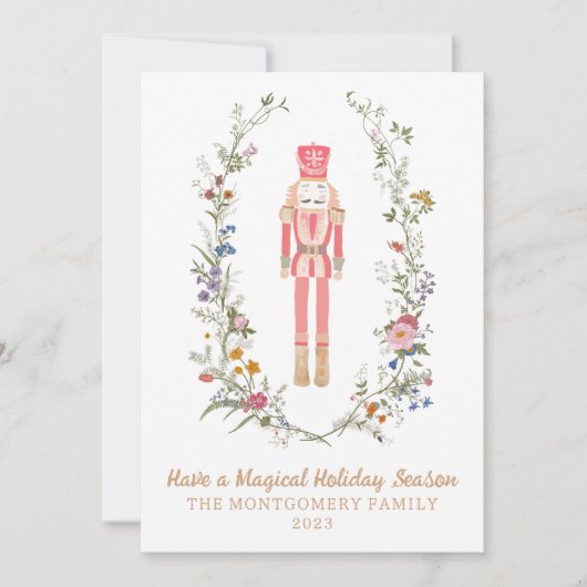 Pink Nutcracker Ballet Blumen Weihnachtskarte Einladung (Vorderseite)