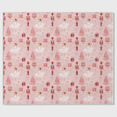 Pink Nutcracker Ballet Christmas Gift Wrap Geschenkpapier (Flach)