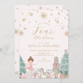 Pink Nutcracker Ballet Fourth Birthday Invitation Einladung (Vorne/Hinten)