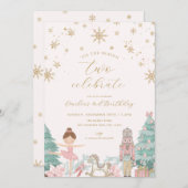 Pink Nutcracker Ballet Second Birthday Invitation Einladung (Vorne/Hinten)