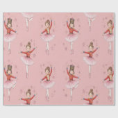 Pink Nutcracker Ballet Theme Girls Geschenkpapier (Flach)