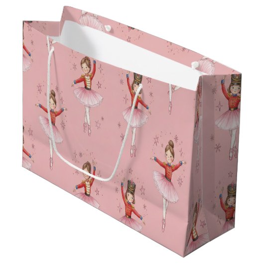 Pink Nutcracker Ballet Theme Girls Große Geschenktüte (Vorderseite Schrägansicht)