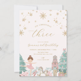 Pink Nutcracker Ballet Third Birthday Invitation Einladung