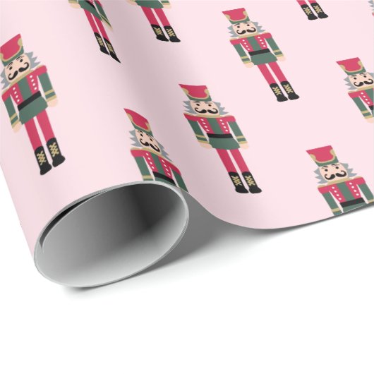 Pink Nutcracker Ballet Weihnachtsmuster Geschenkpapier (Rolleneckpunkt)