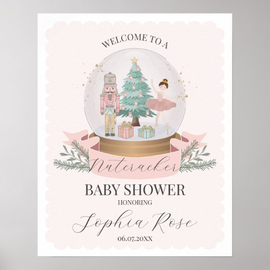 Pink Nutcracker Ballet Winter Baby Dusche Empfang Poster (Vorne)