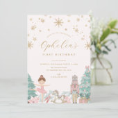 Pink Nutcracker Ballet Winter Birthday Invitation Einladung (Stehend Vorderseite)