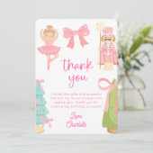 Pink Nutcracker Birthday Photo Thank You Card Einladung (Stehend Vorderseite)