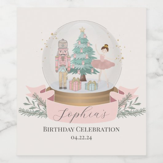 pink nutcracker christmas baby shower tableware weinetikett (Einzelnes Label)