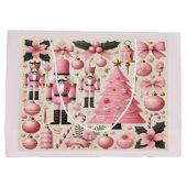 Pink Nutcracker Christmas Tree Gift Bag Große Geschenktüte (Rückseite)