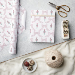 Pink Nutcracker Coquette Bow Weihnachten Geschenkpapier