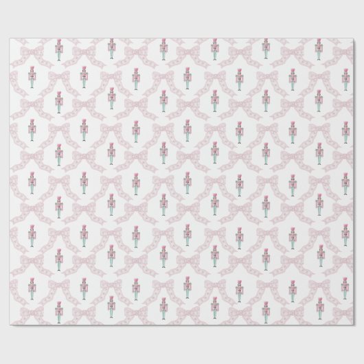 Pink Nutcracker Coquette Bow Weihnachten Geschenkpapier (Flach)