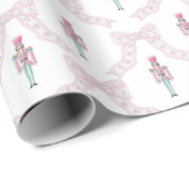 Pink Nutcracker Coquette Bow Weihnachten Geschenkpapier (Rolleneckpunkt)
