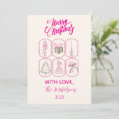 Pink Nutcracker Coquette Christmas Feiertagskarte (Stehend Vorderseite)