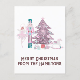 Pink Nutcracker Custom Christmas Postcard Postkarte