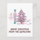 Pink Nutcracker Custom Christmas Postcard Postkarte (Vorderseite)