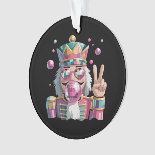 Pink Nutcracker Disco Ball Sunglasses Peace Sign Ornament (Vorderseite)