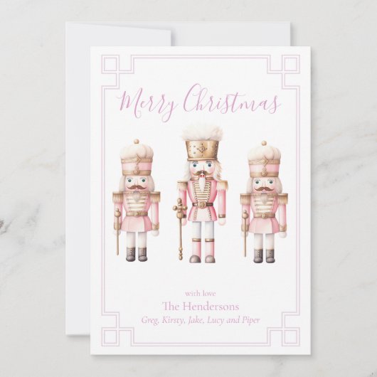 Pink Nutcracker Feiertagskarte (Vorderseite)