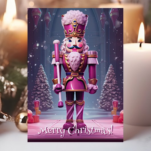 Pink Nutcracker Frohe Weihnachtsgrüße Karte