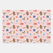 Pink Nutcracker Gingerbrett Mann Weihnachtsfeierta Geschenkpapier Set (Vorderseite 2)