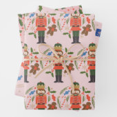 Pink Nutcracker Gingerbrett Mann Weihnachtsfeierta Geschenkpapier Set (Beispiel)