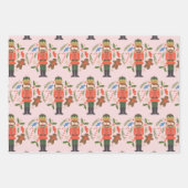 Pink Nutcracker Gingerbrett Mann Weihnachtsfeierta Geschenkpapier Set (Vorderseite)