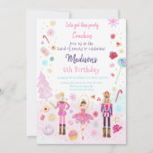 Pink Nutcracker Land der Süßigkeiten Winter Geburt Einladung (Vorderseite)