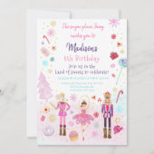 Pink Nutcracker Land der Süßigkeiten Winter Geburt Einladung (Vorderseite)