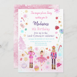 Pink Nutcracker Land der Süßigkeiten Winter Geburt Einladung