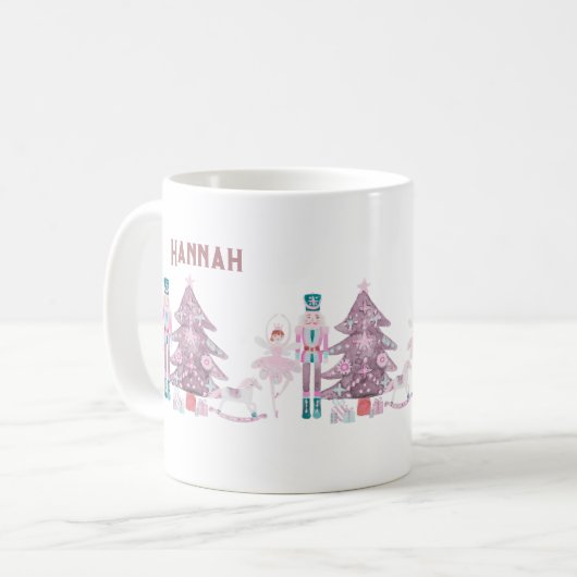 Pink Nutcracker Pastell Personalisiert Coffee Tass Kaffeetasse (Vorderseite Links)