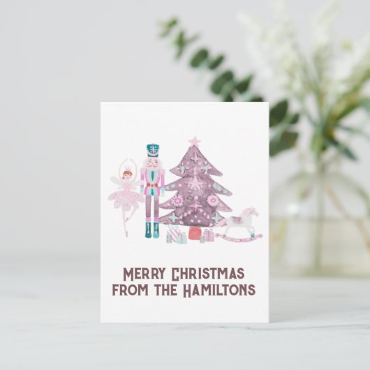 Pink Nutcracker Postkarte (Stehend Vorderseite)