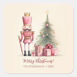 Pink Nutcracker Quadratischer Aufkleber
