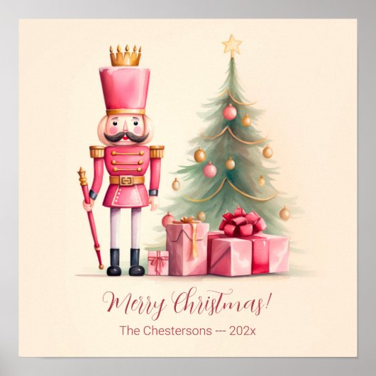 Pink Nutcracker Skript Weihnachtsposter Poster (Vorne)