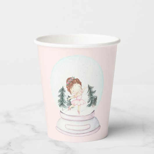 Pink Nutcracker Snow Globe Pappbecher (Rückseite)