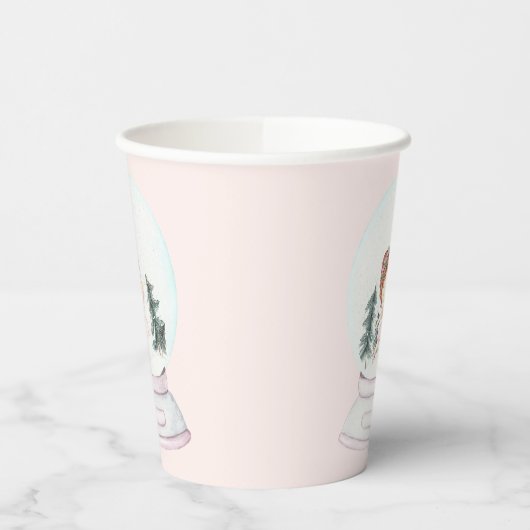 Pink Nutcracker Snow Globe Pappbecher (Links)