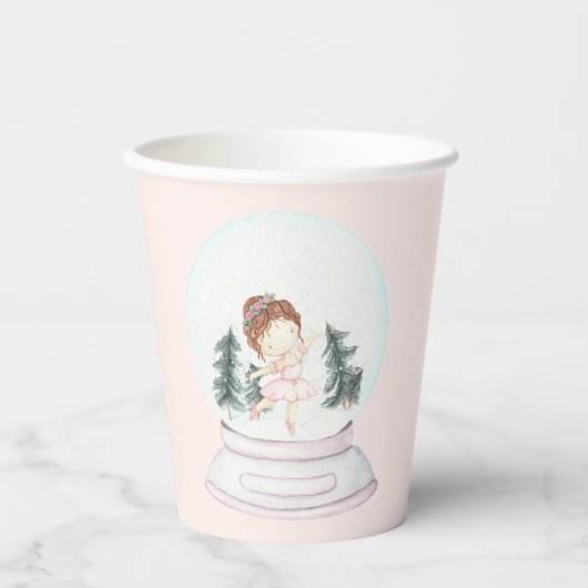 Pink Nutcracker Snow Globe Pappbecher (Vorderseite)