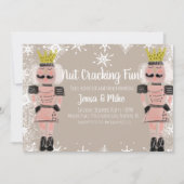Pink Nutcracker Snowy Script Baby Dusche Einladung (Vorderseite)