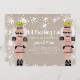 Pink Nutcracker Snowy Script Baby Dusche Einladung