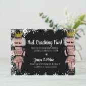 Pink Nutcracker Snowy Script Baby Shower Einladung (Stehend Vorderseite)
