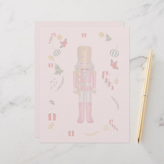 Pink Nutcracker Stationery Paper. (Vorderseite/Rückseite Beispiel)
