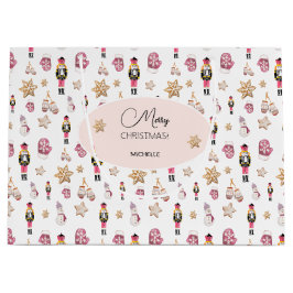 Pink Nutcracker Sugar Land Watercolor Personalisie Große Geschenktüte