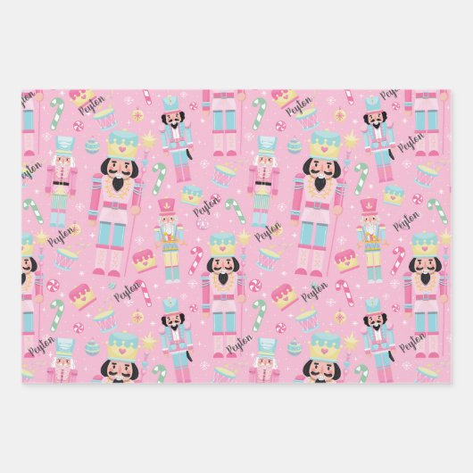 Pink Nutcracker und Ballerina Personalisiert Geschenkpapier Set (Vorderseite 3)