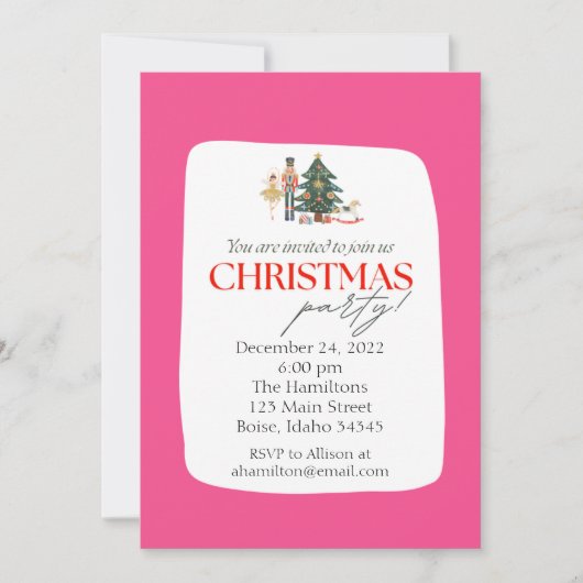 Pink Nutcracker Weihnachts-Party Einladung (Vorderseite)